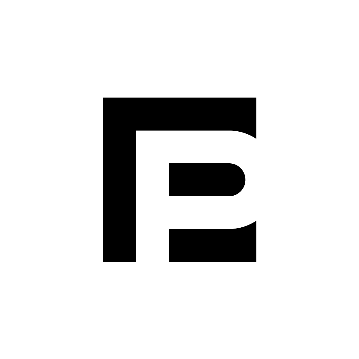 Modern monogram logo elegantly combining letters 'E' and 'P' in negative space, utilizing simple geometrical forms for a versatile appearance.