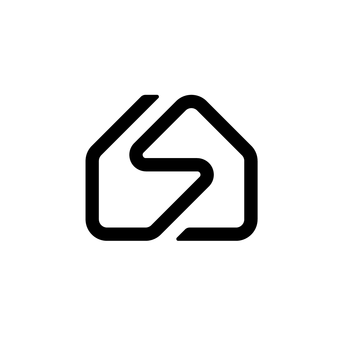 S House Logo elegantly stylizes the letter 'S' into a modern house structure, showcasing sophistication and simplicity, perfect for real estate agencies, property developers, and architecture firms.