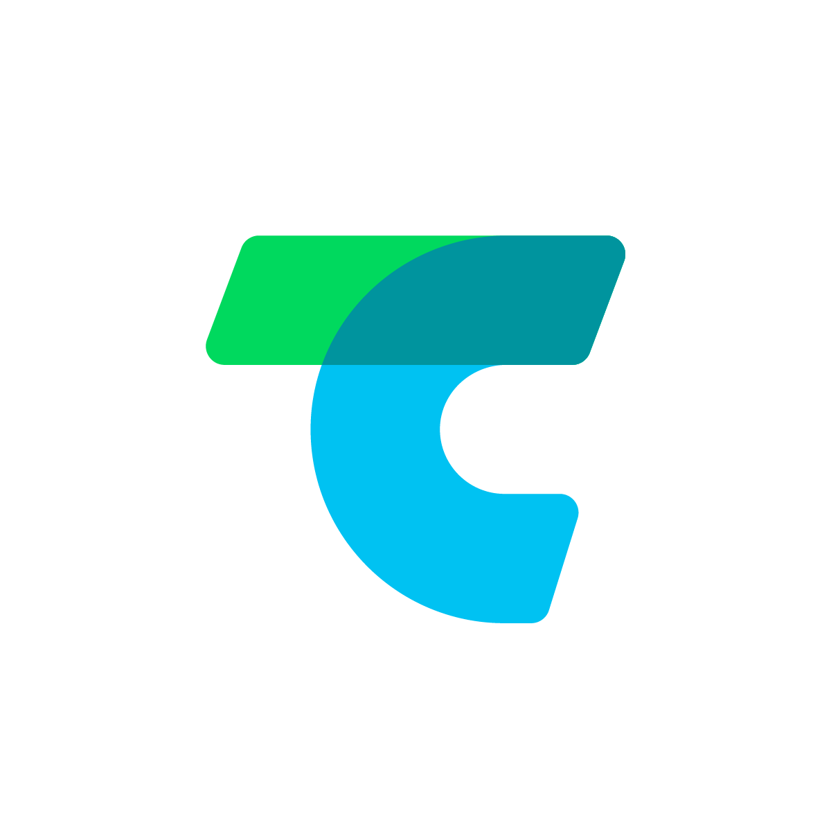 TC Logo seamlessly combines 'T' and 'C' in an overlap, representing harmony, collaboration, and shared vision