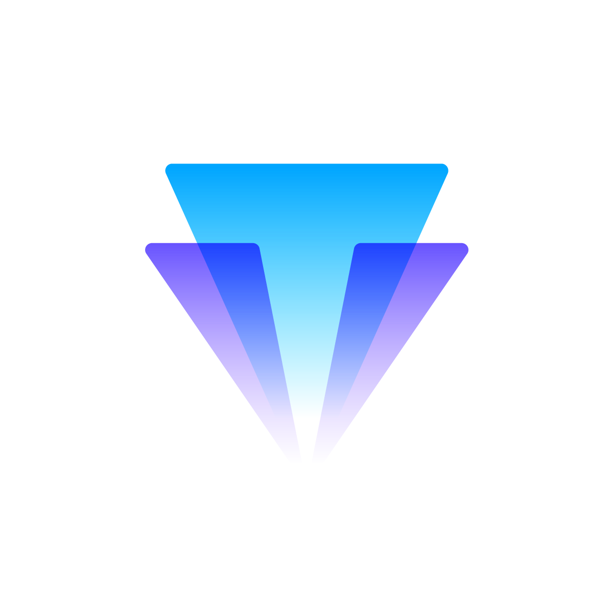 Logo with 3 triangles forming the letter 'T,' symbolizing speed and transparency, tailored for cryptocurrency startups.