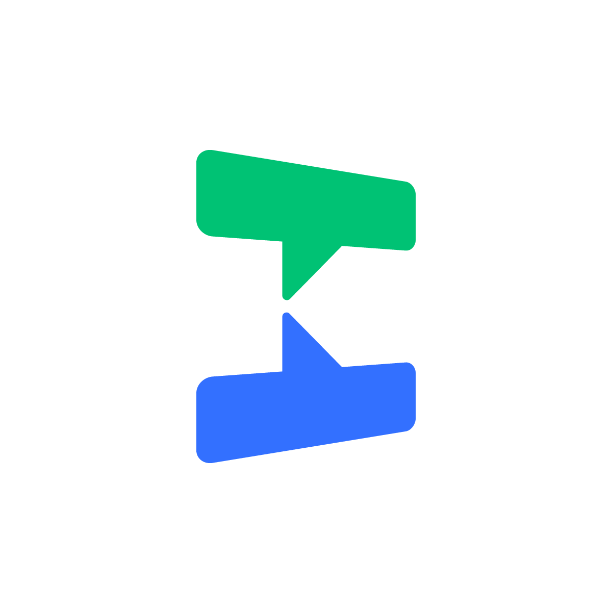 Creative logo with mirrored chat bubbles forming a negative space letter 'K,' suitable for communication, chat apps, and connections.