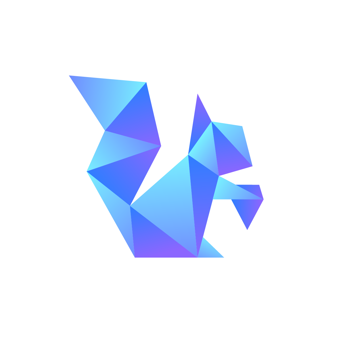 Low Poly Squirrel Logo showcases a geometric squirrel silhouette formed by triangles, symbolizing tech innovation and blockchain focus
