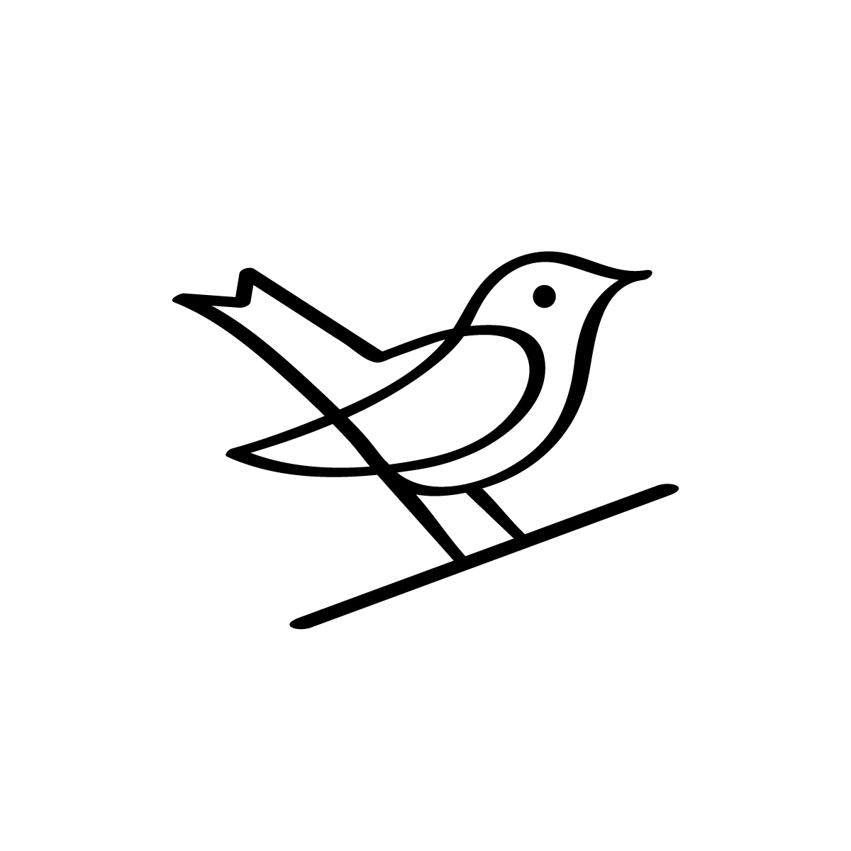 Monoline logo featuring a nightingale bird, ideal for music-related businesses like recording studios or singing teachers.