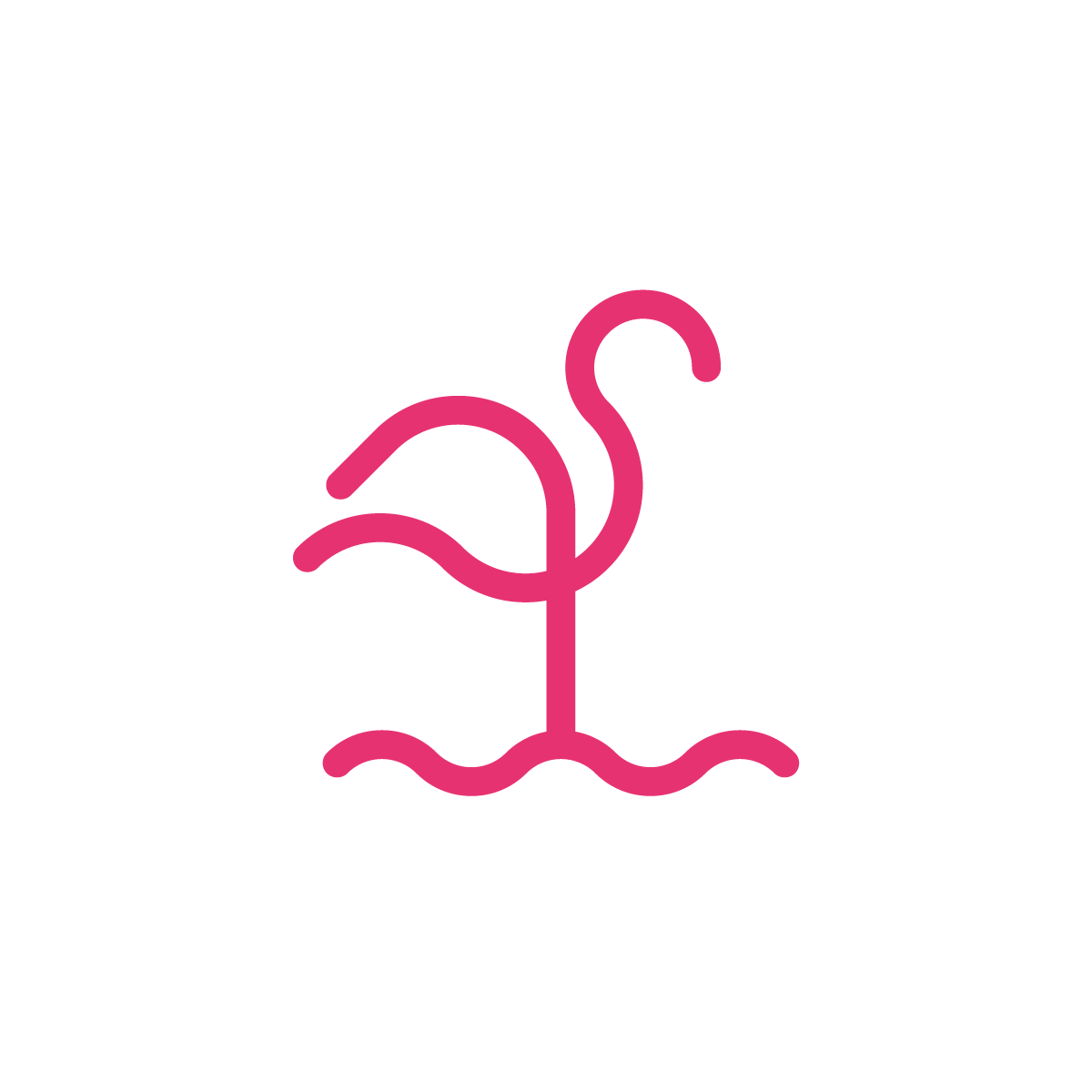 Stylized flamingo logo crafted with lines and circles, showcasing sophistication and suitability for the beauty industry.