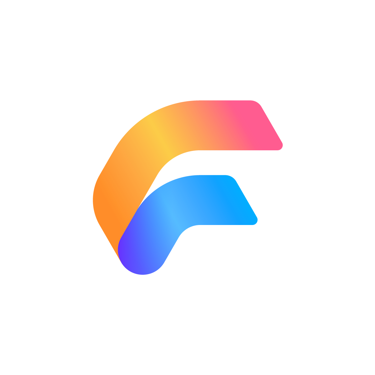 Dive into our Flow F Logo – a colorful and geometric marvel with a gradient and fold effect, representing dynamic energy