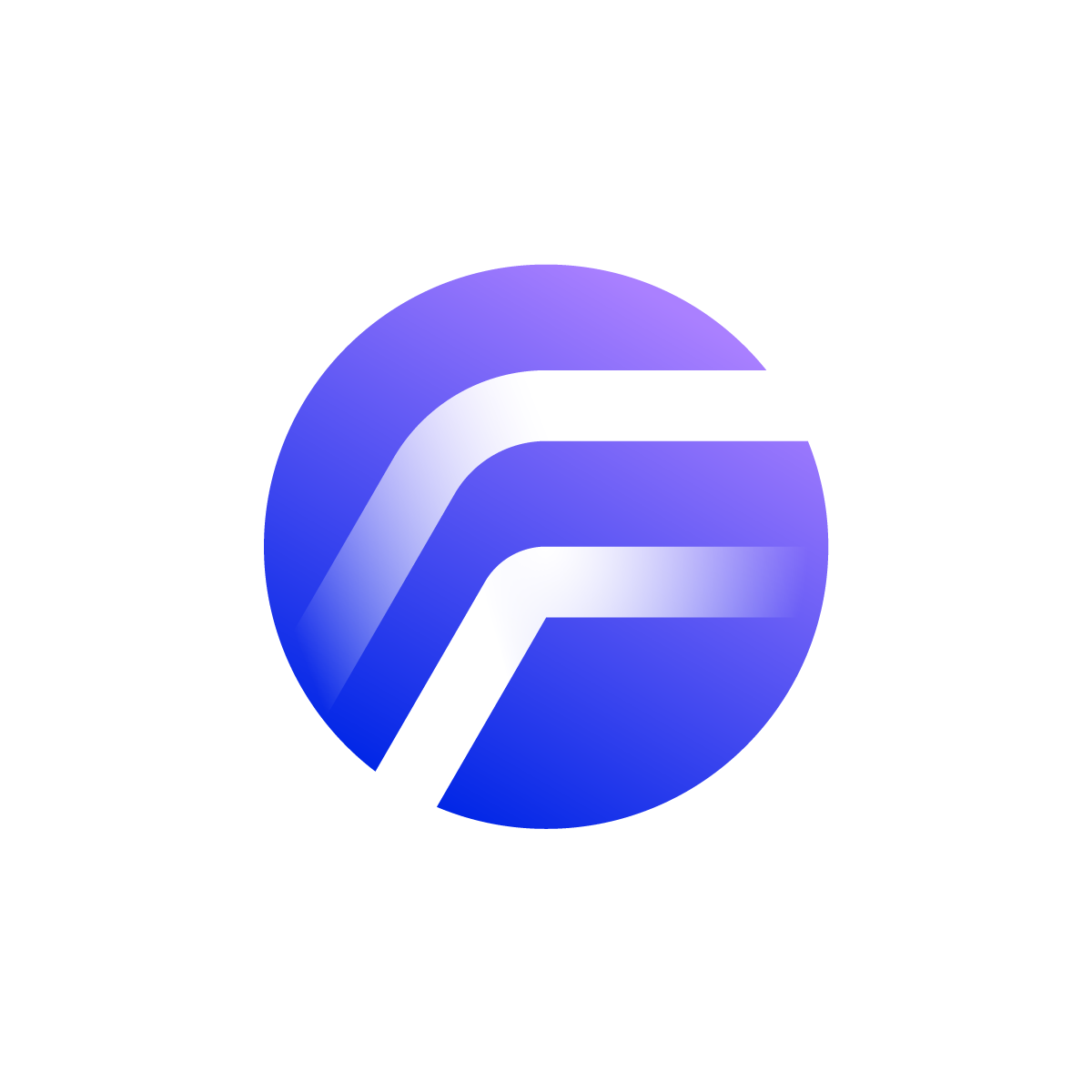 Dynamic Flow F Logo: A geometric representation of the letter F inside a circle, with gradients and transparent elements conveying motion and elegance