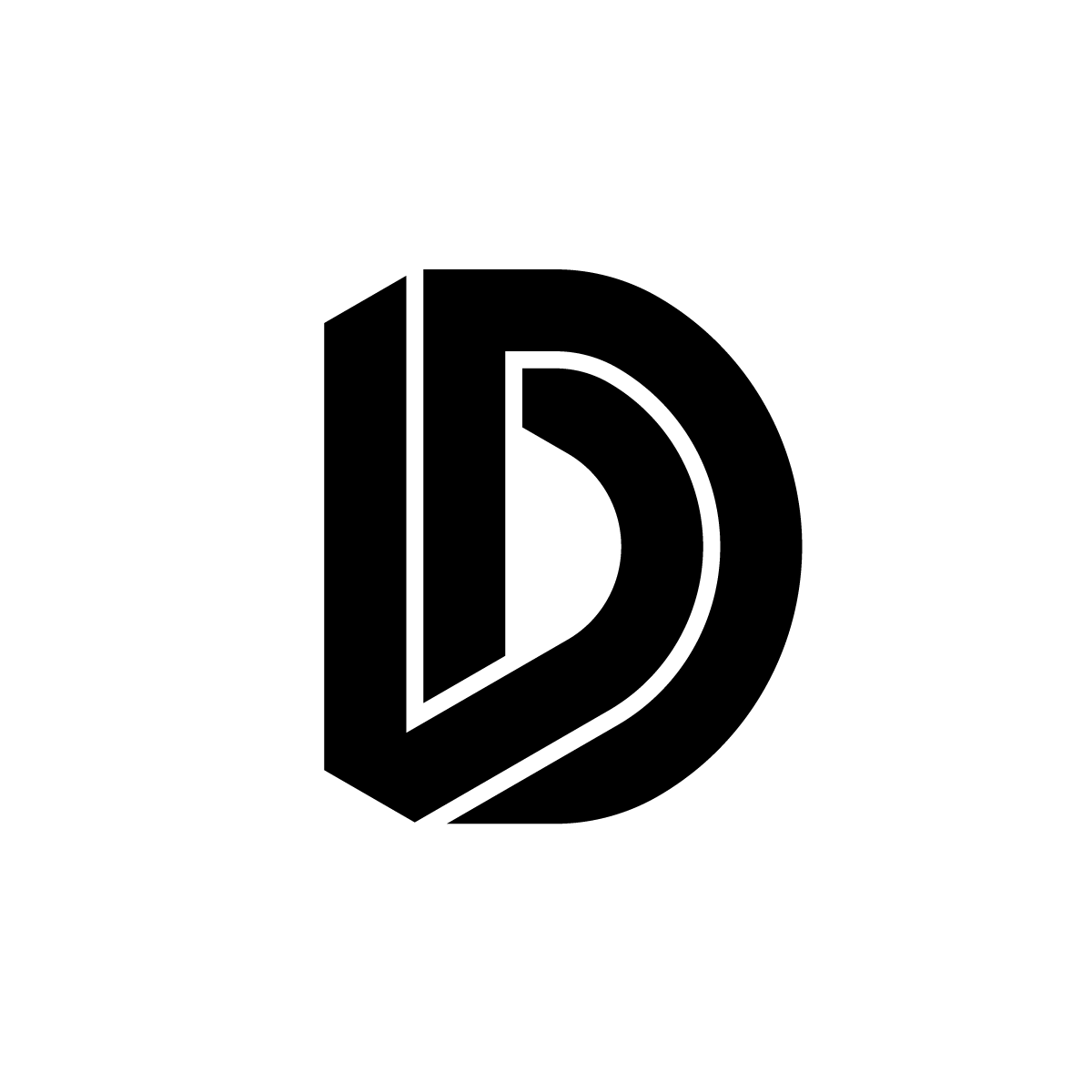 Impossible 3D D Logo: Logo built with impossible 3D shape forming letter D