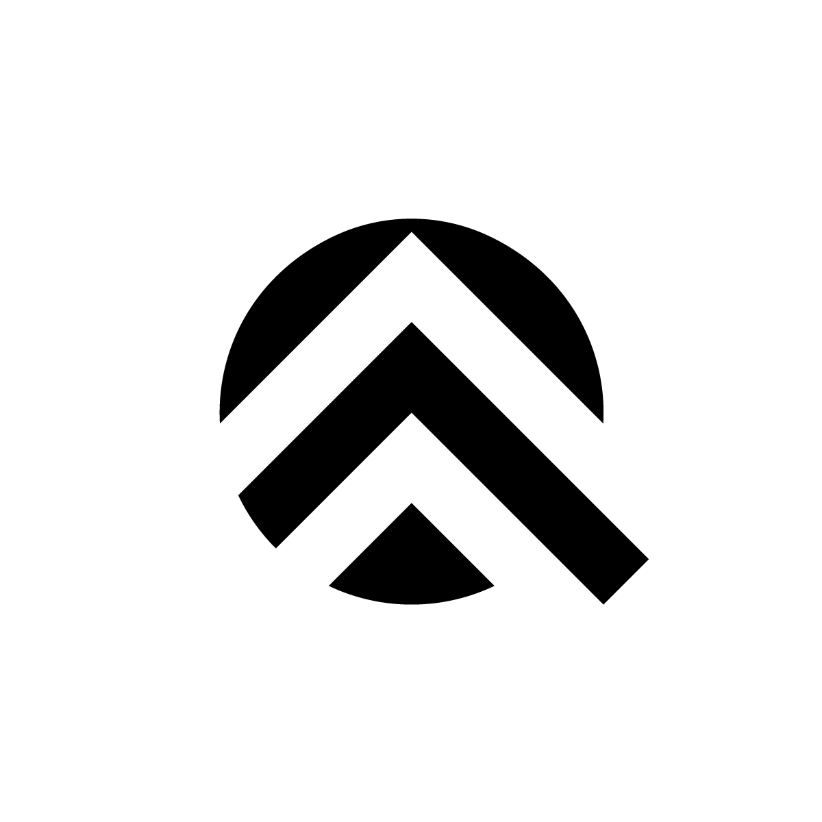 Q Arrows Logo: A letter Q filled with triangle shapes resembling arrowheads