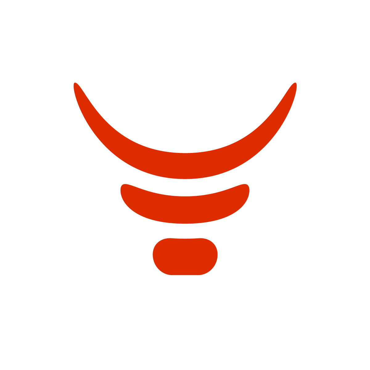 Abstract Bull Logo: A strong and dynamic logo resembling the head of a bull, made from three simple shapes