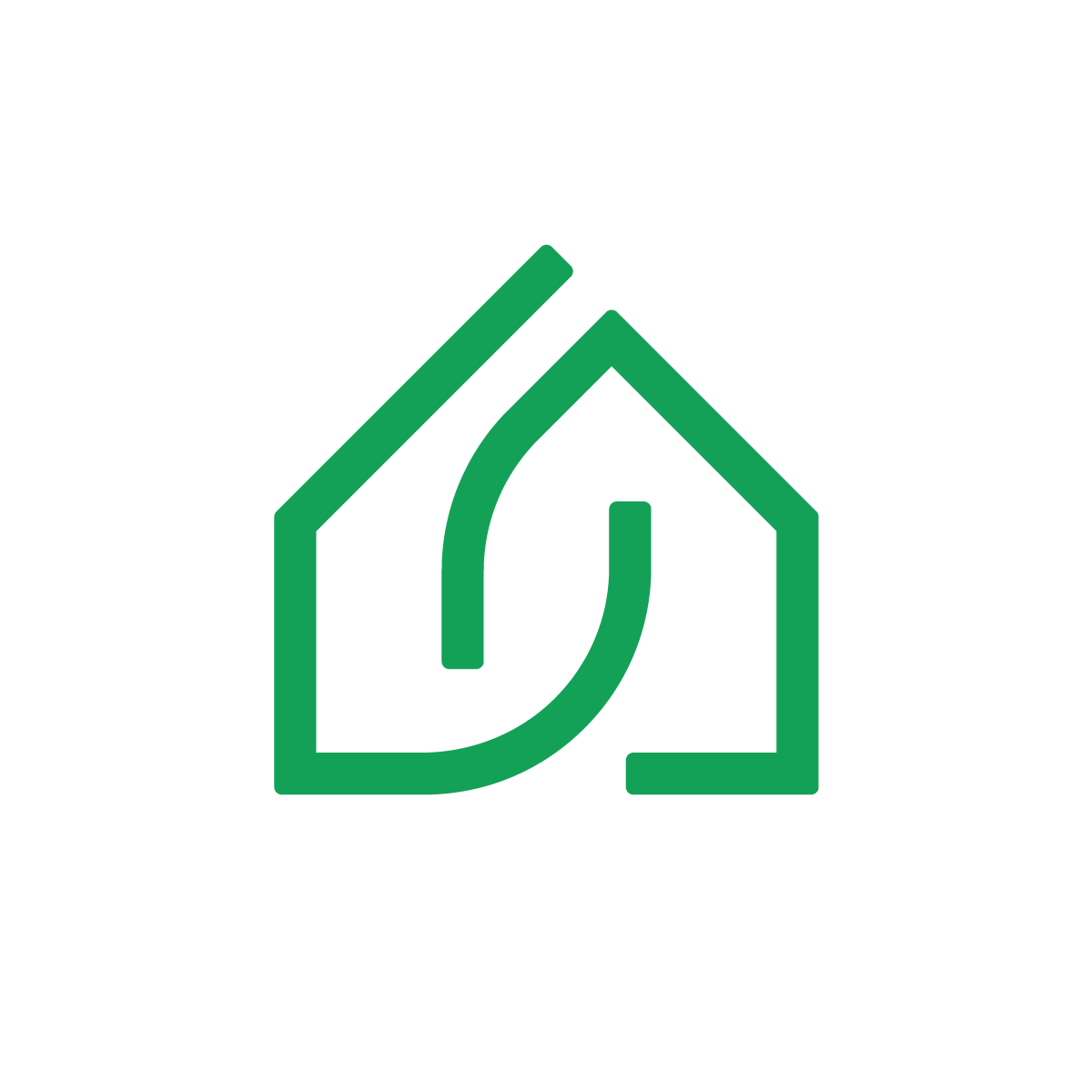 Eco House Logo: Minimalist design with two lines forming a house icon