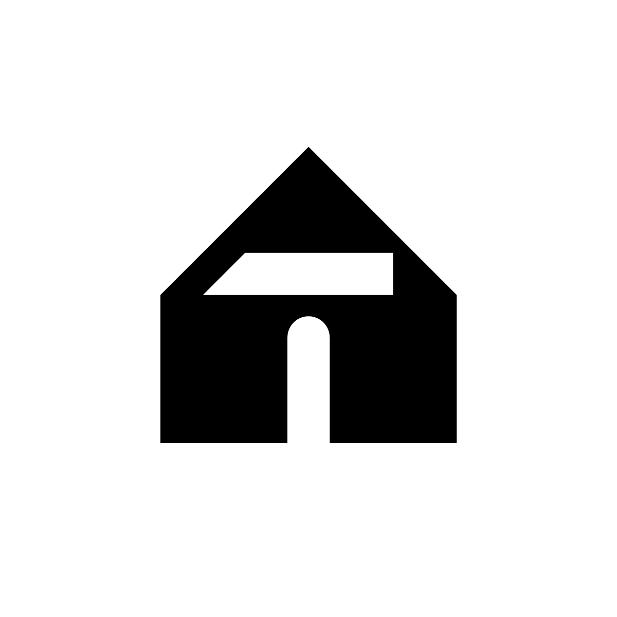 House Hammer Logo: Minimalistic house icon with hammer cutout inside