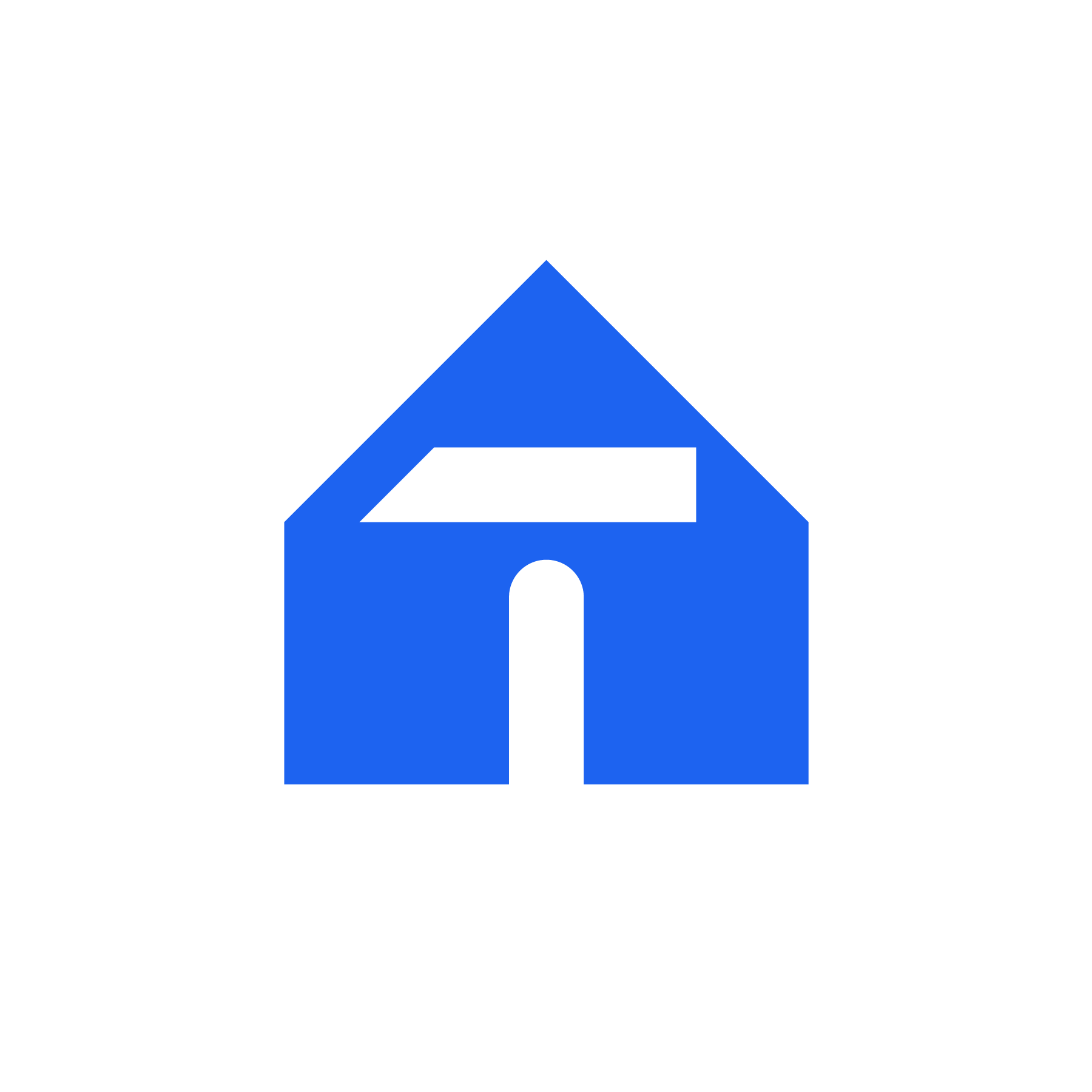 House Hammer Logo: Minimalistic house icon with hammer cutout inside