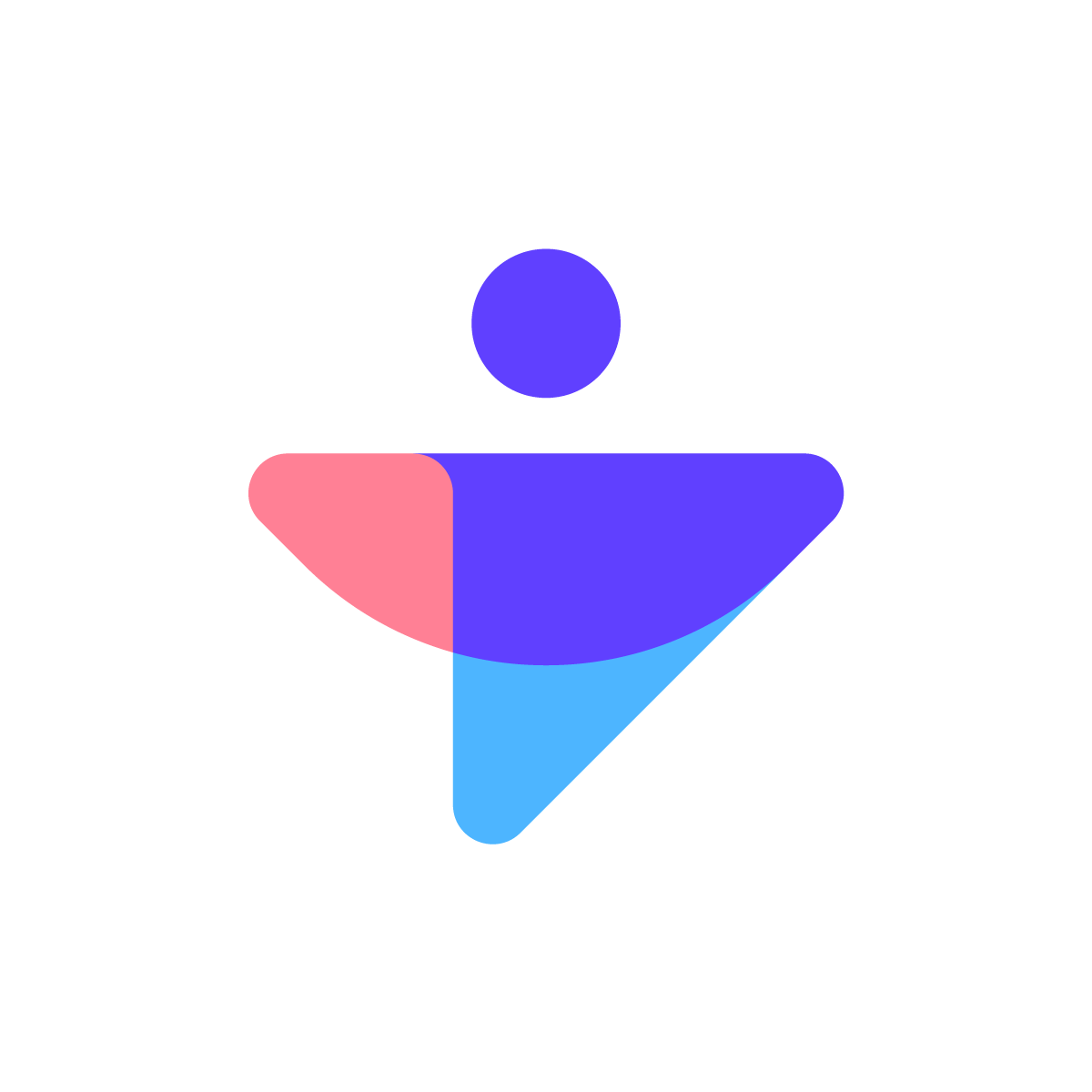 Human Arrow Logo: Abstract icon of welcoming figure and flying arrow.