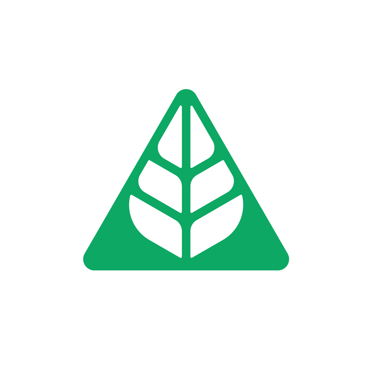 Leaf Triangle Logo: Triangle shape with image of leaf cut into it.