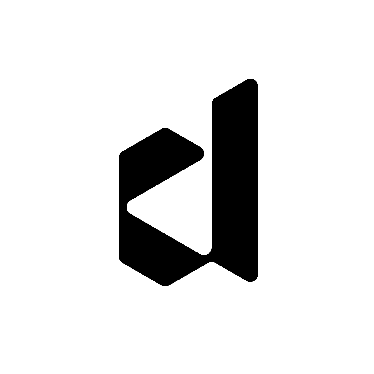 Triangular D Logo: Abstract lowercase letter d in triangular shape