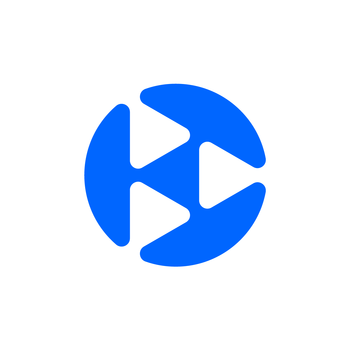 Circle with Triangles Logo: Three triangles inside a circle forming a play button