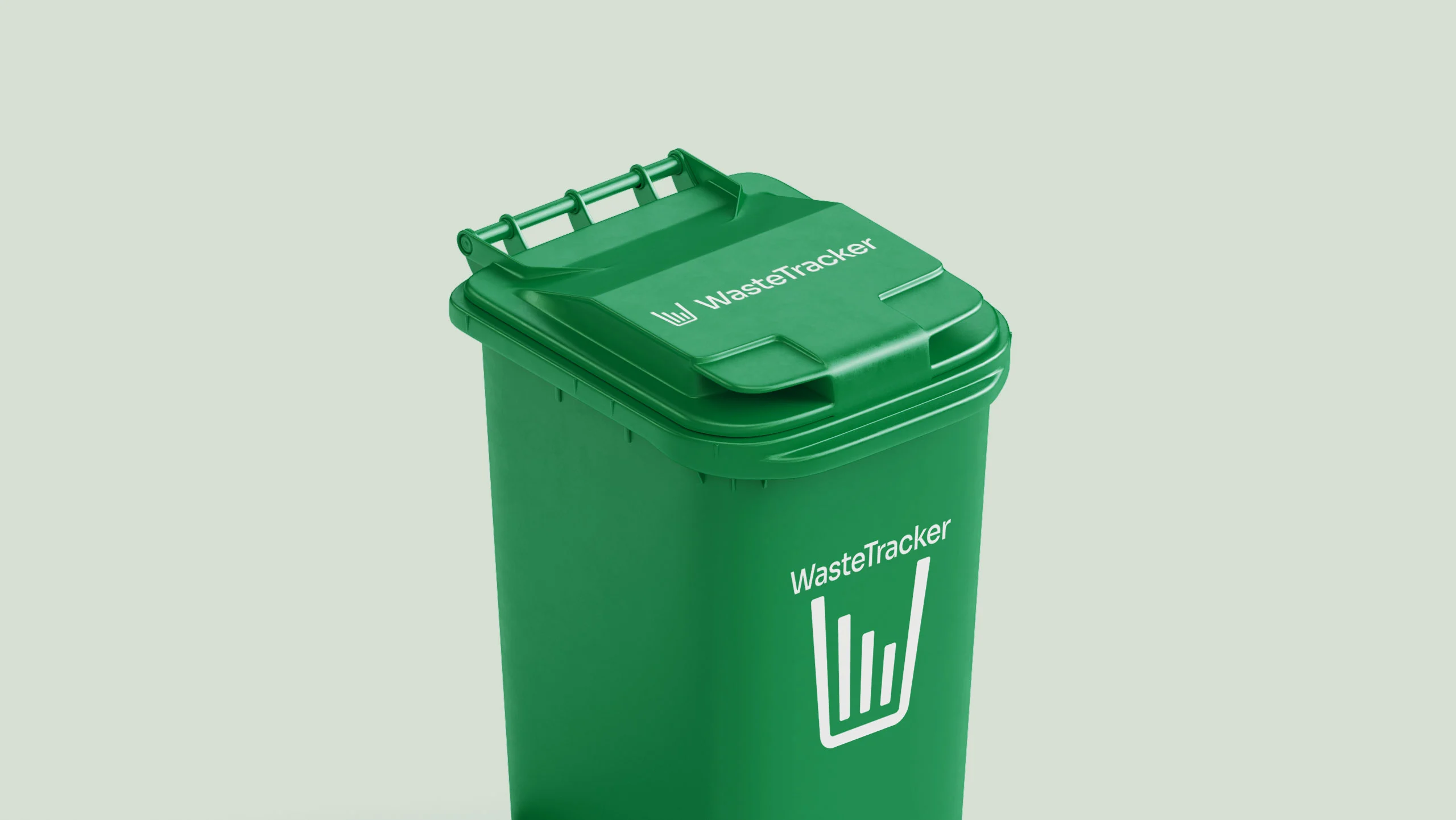 Trash can featuring the WasteTracker logo, illustrating practical branding in waste management.