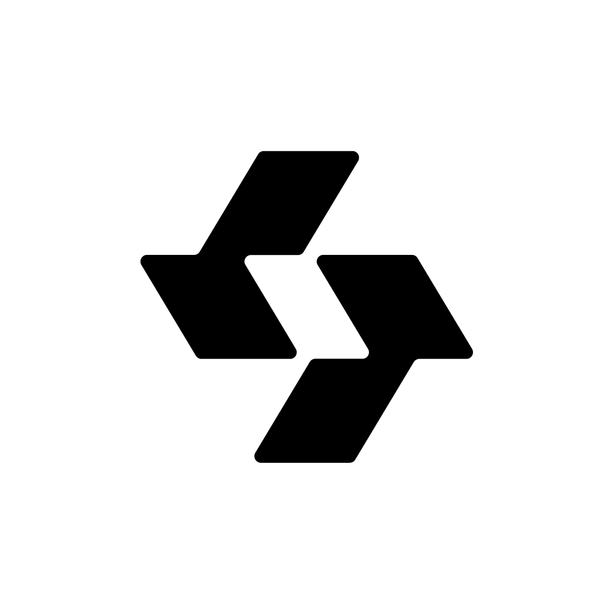 Abstract S Logo: Minimalistic S formed by four skewed rectangles