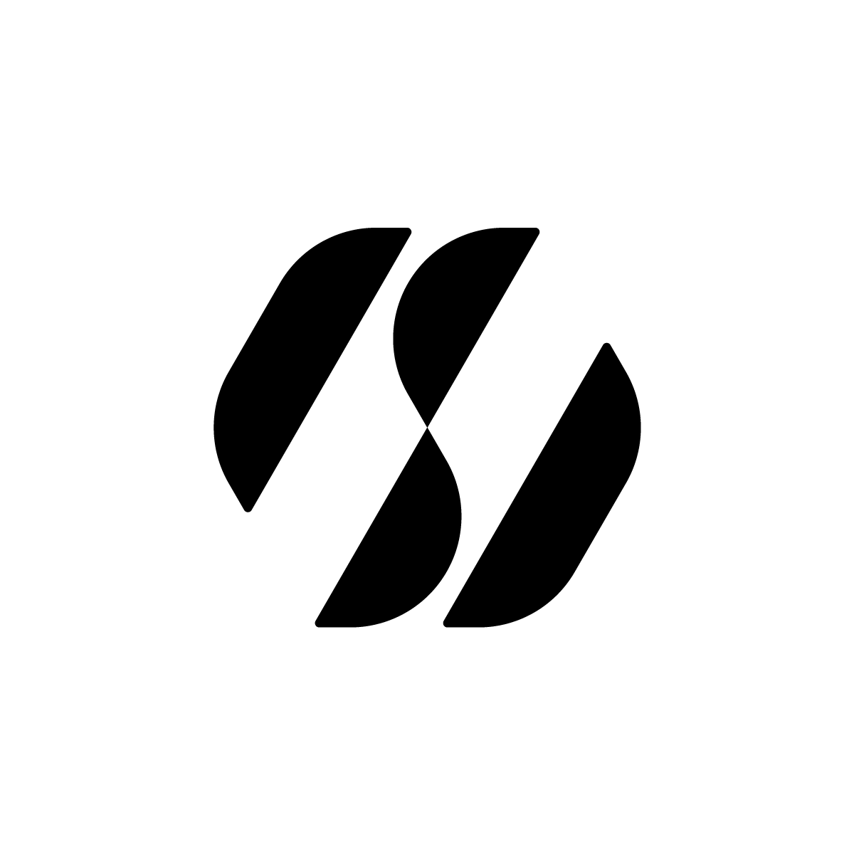 Minimalist Abstract S Logo featuring dynamic intersecting shapes in black, symbolizing progress and connectivity.