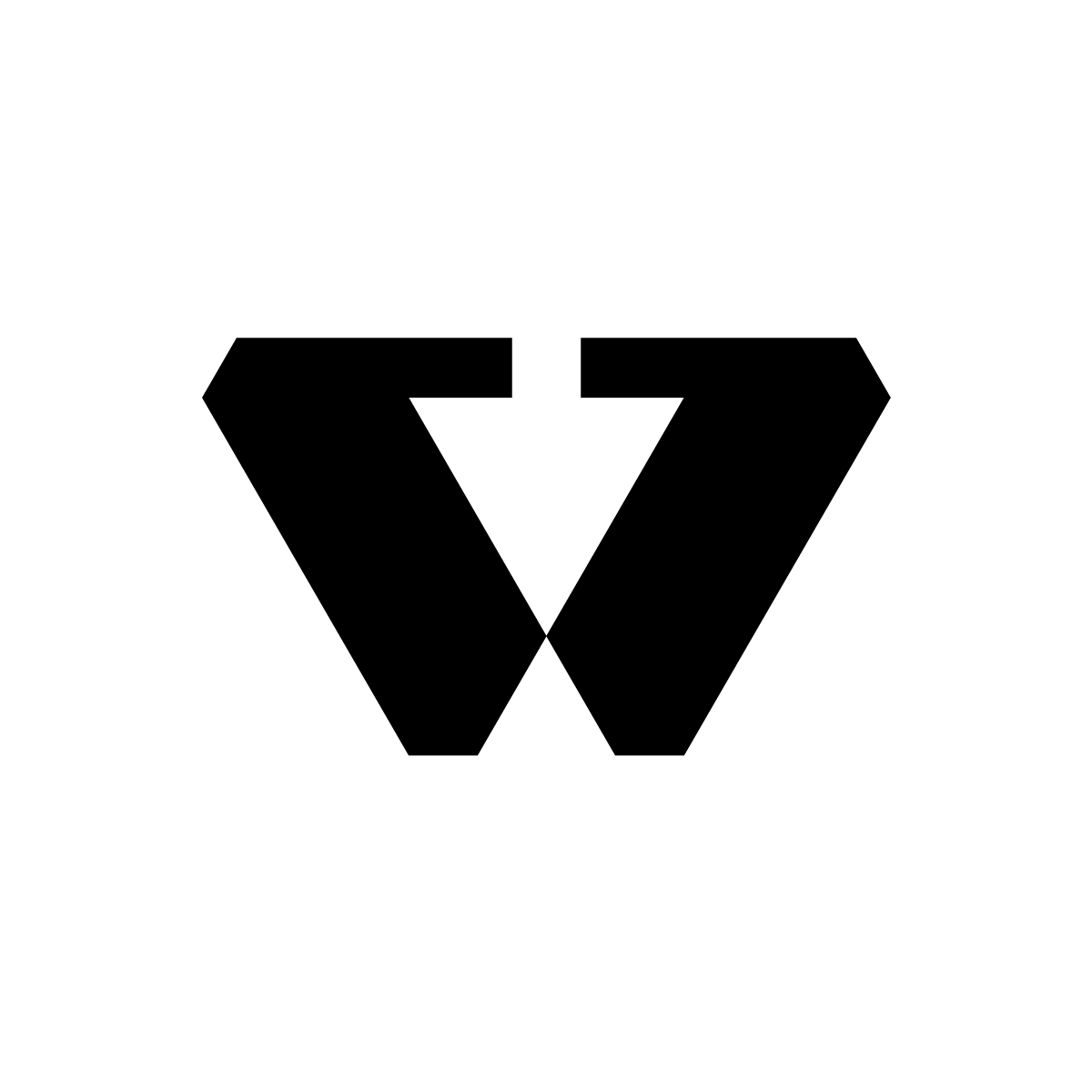 Geometrical Letter W Logo: Minimal design with a downward arrow in negative space.