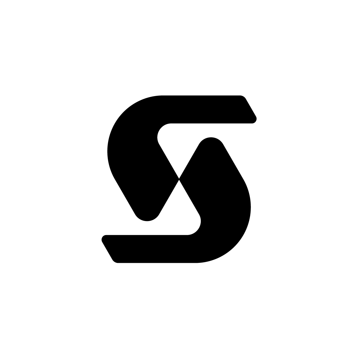 Abstract S Logo: Bold and modern S formed by two mirrored elements.