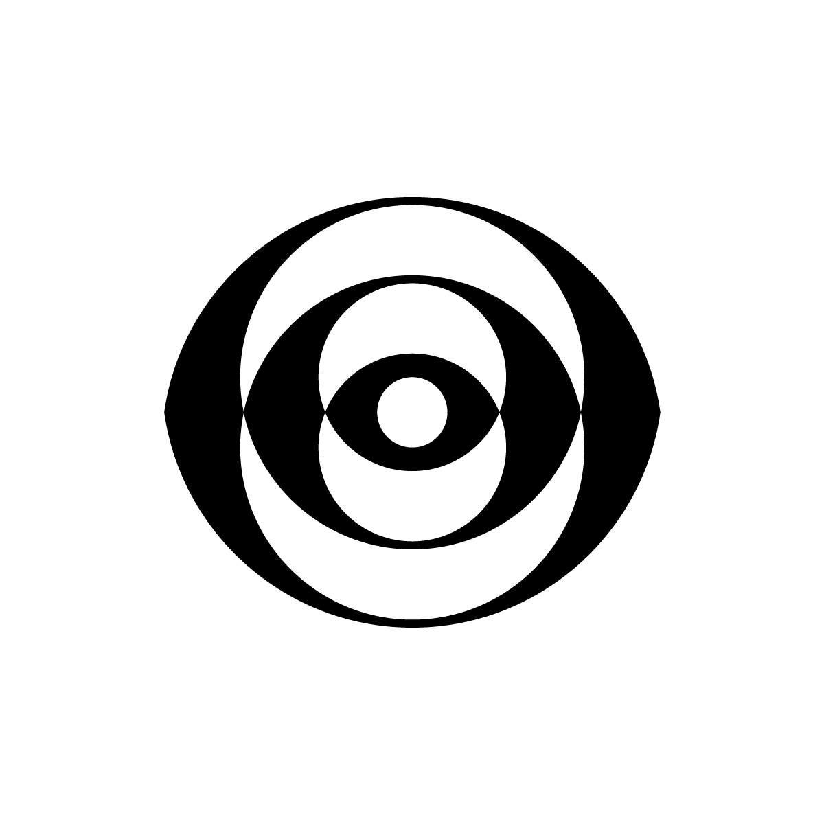  Concentric Circles Logo featuring overlapping segments and a central dot in black, symbolizing clarity and focus