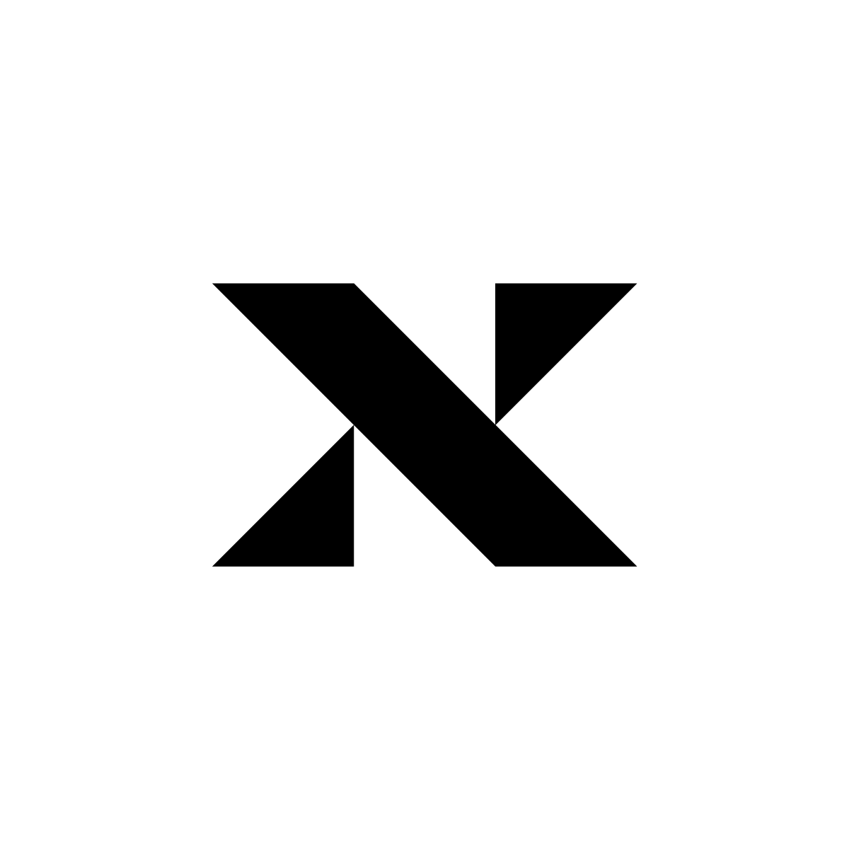 Dynamic 'X' Logo with bold geometric shapes in black and white, emphasizing strength and precision.