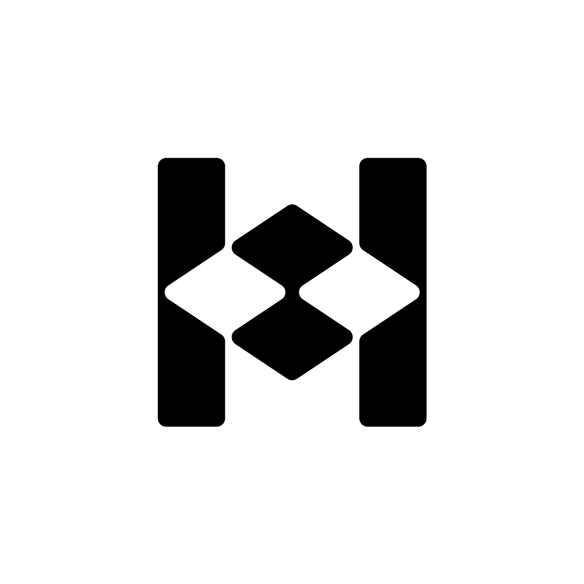 Minimalist Geometric 'H' Logo in black and white, showcasing a bold and modern design.