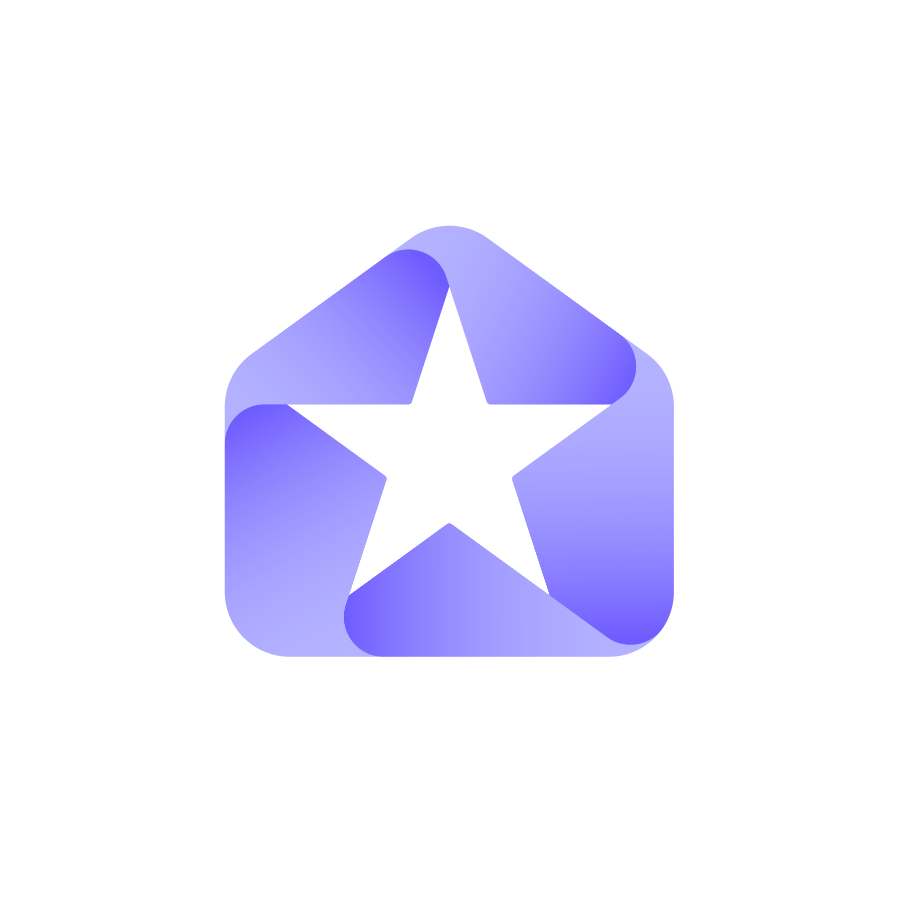 Modern Gradient Star-House Logo featuring a star inside a house shape with smooth gradient transitions, symbolizing excellence and security.