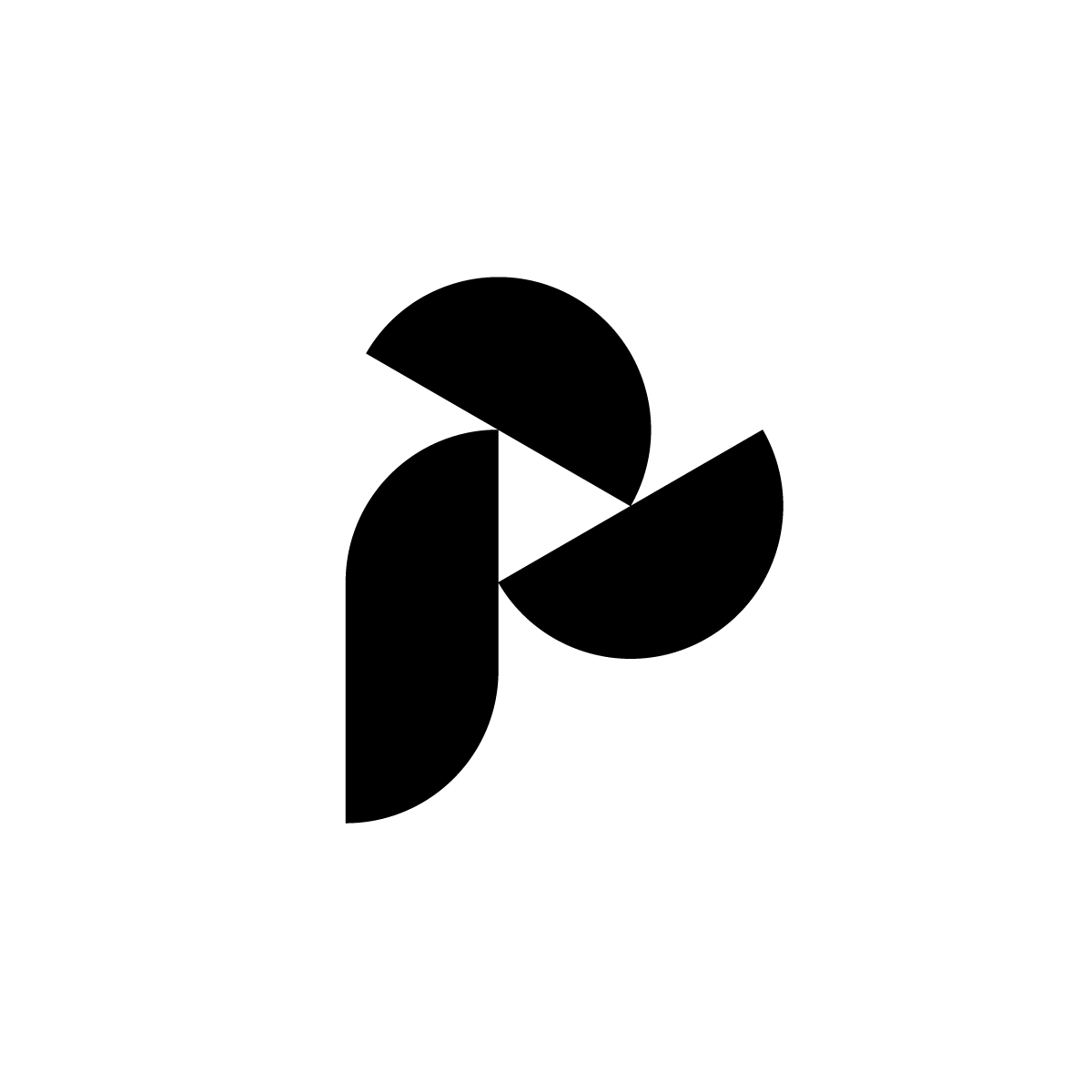 Abstract P Logo with half circles in a geometric design, emphasizing simplicity and modernity