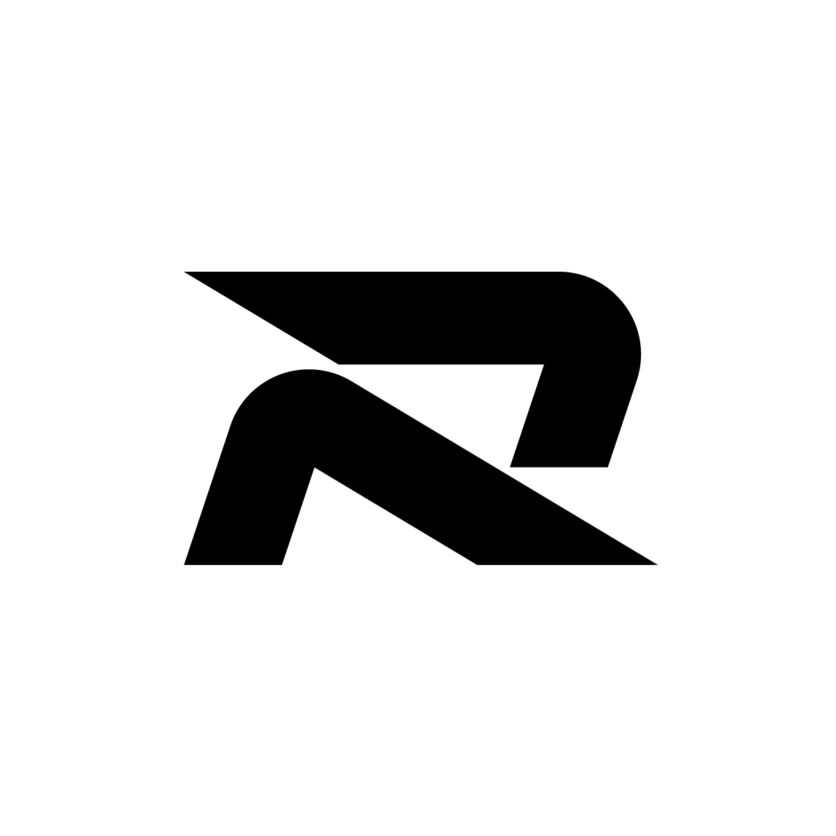 Dynamic Angular R Logo with sharp angles and bold lines, symbolizing motion and innovation