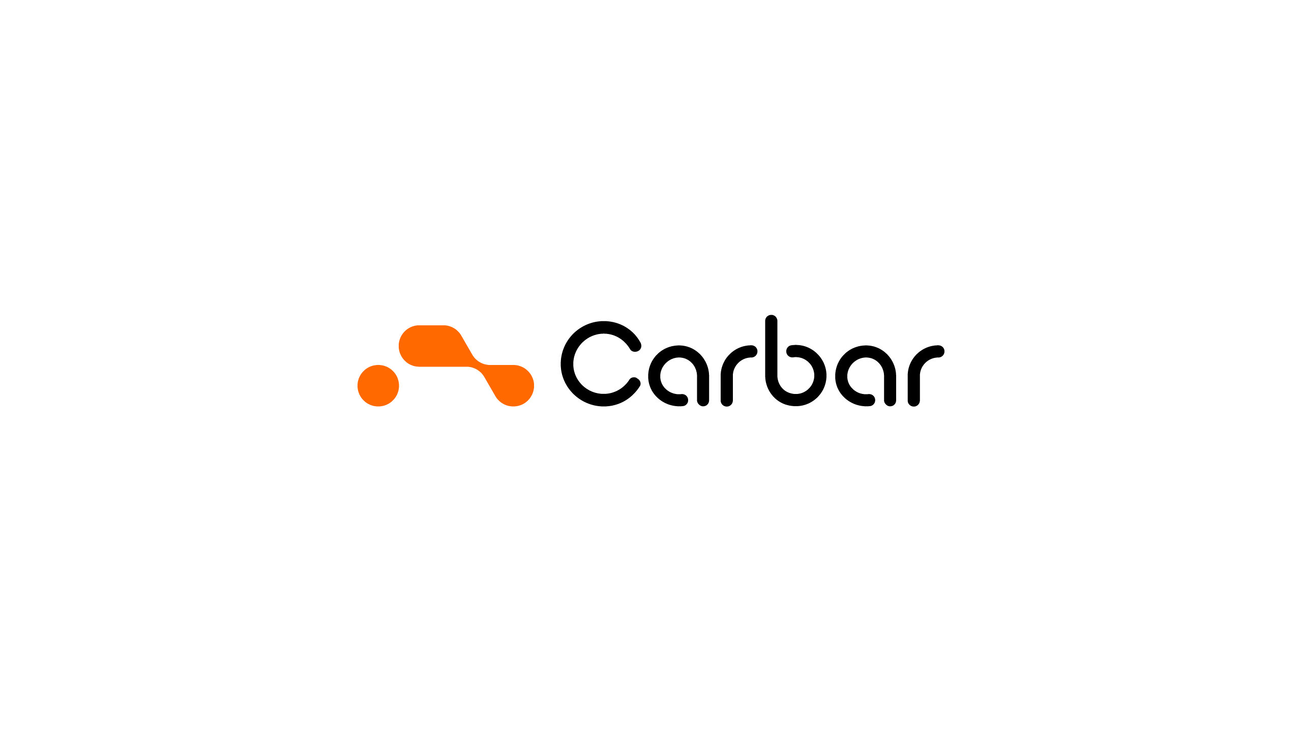 The main Carbar logo featuring the orange and dark logomark paired with the dark logotype centered on a clean white background - design by Brandforma Studio.