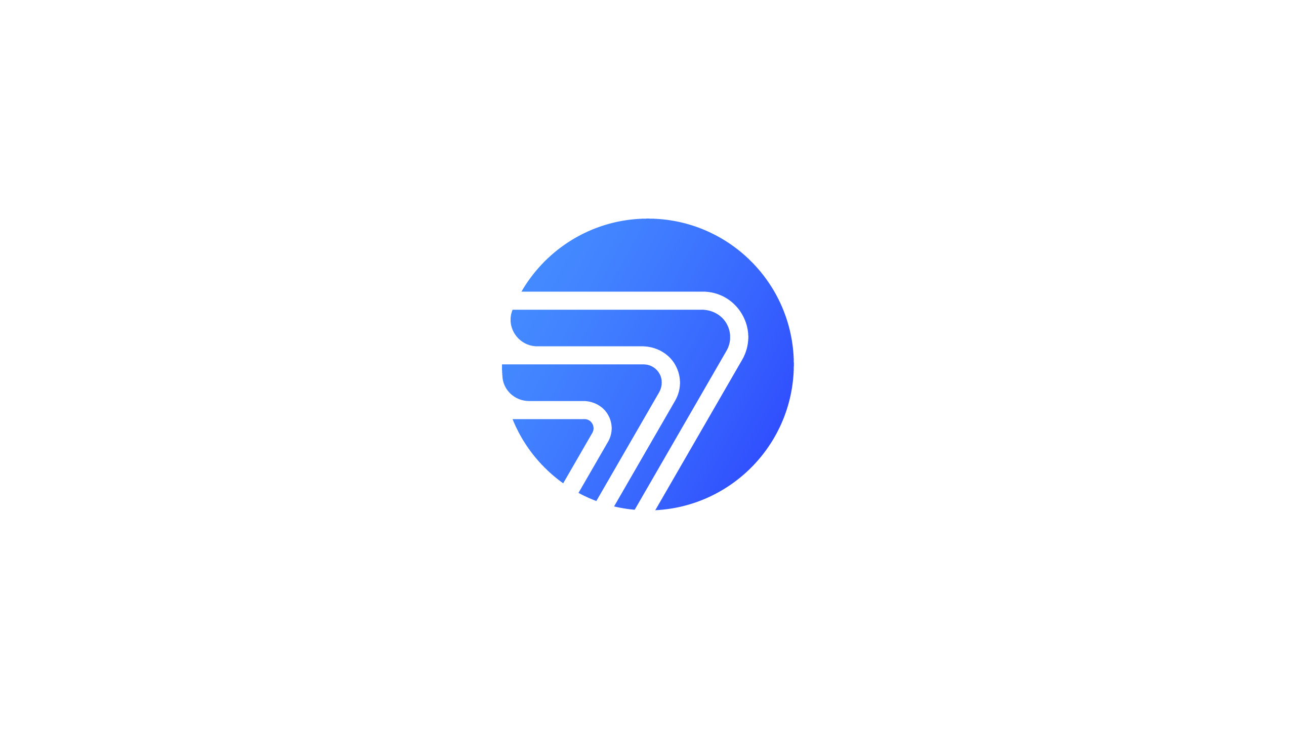 AtomFlow standalone blue geometric logomark on a white background.