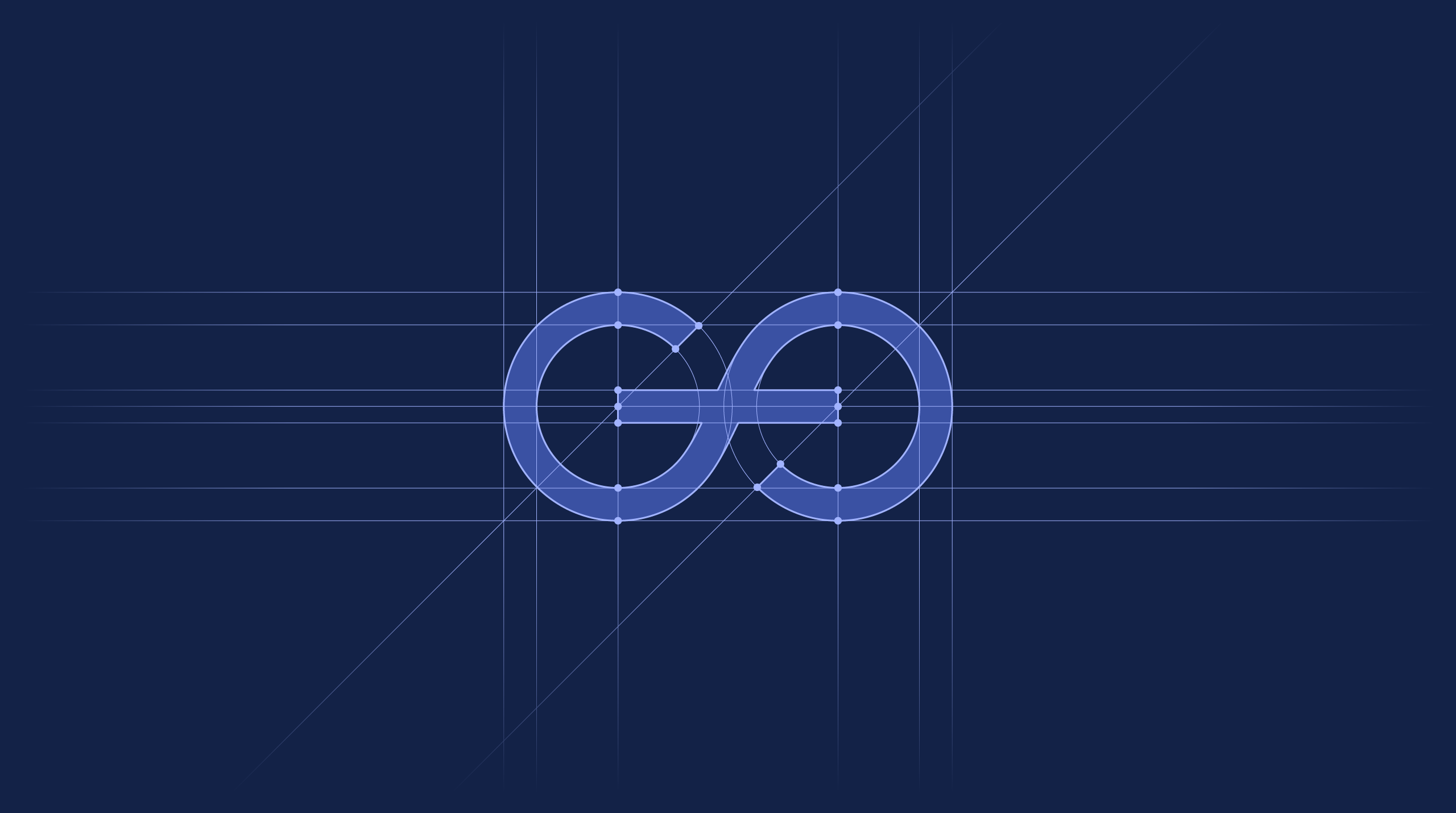 Geometric grid lines showing the precise construction of the Goflow logo icon