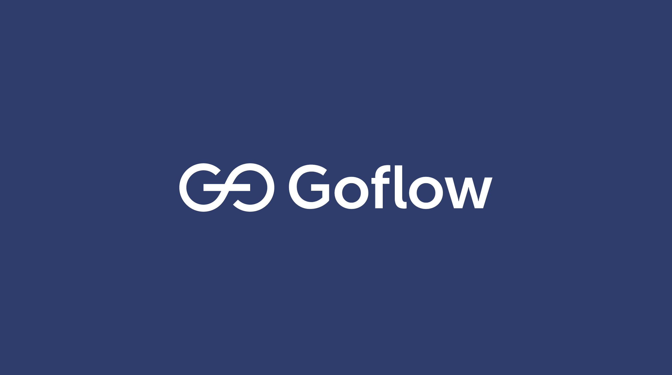 Goflow white logo design on a dark blue background