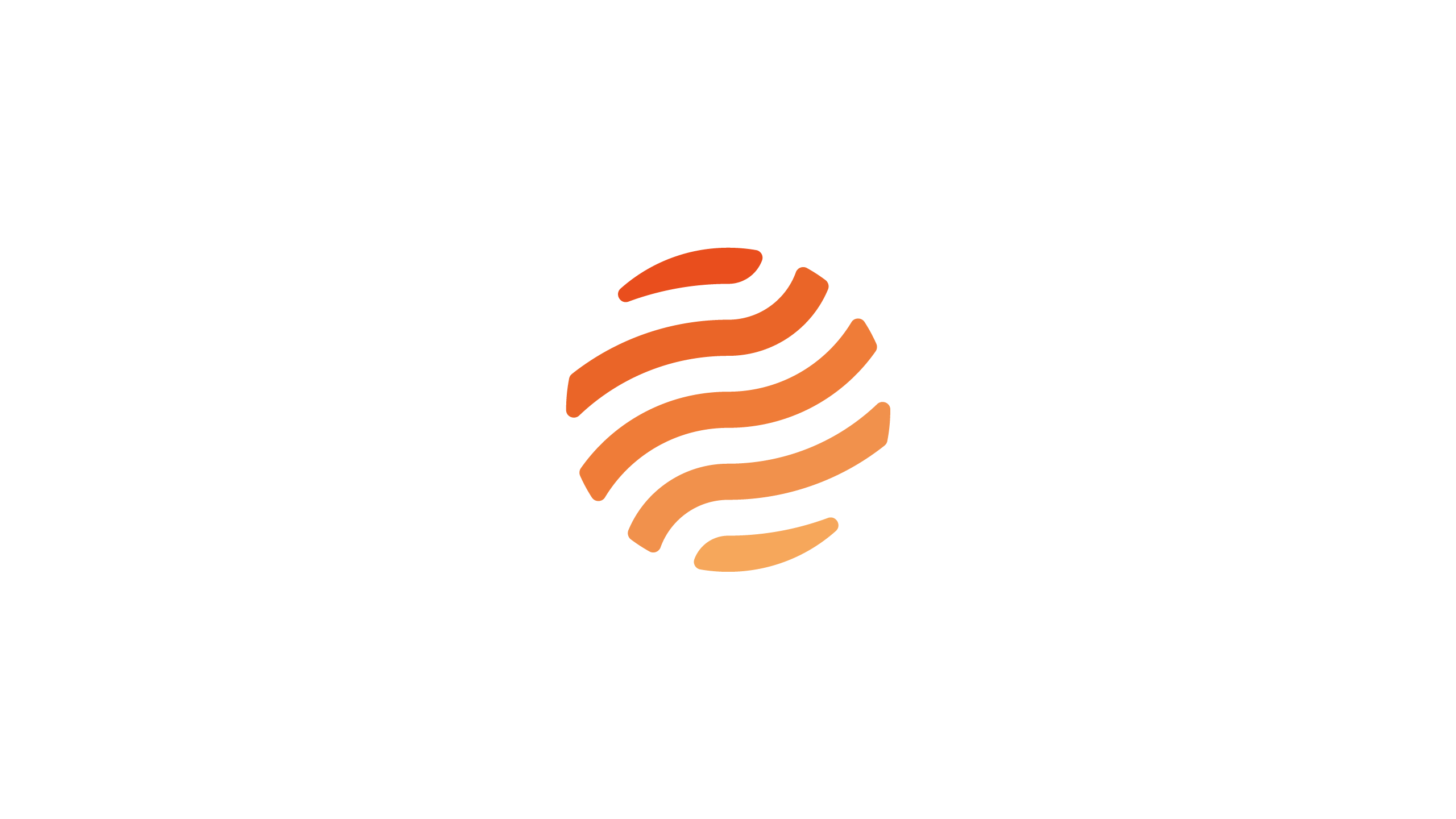 Standalone SolarPACES logo mark, an orange gradient globe formed from flowing solar bands, on white