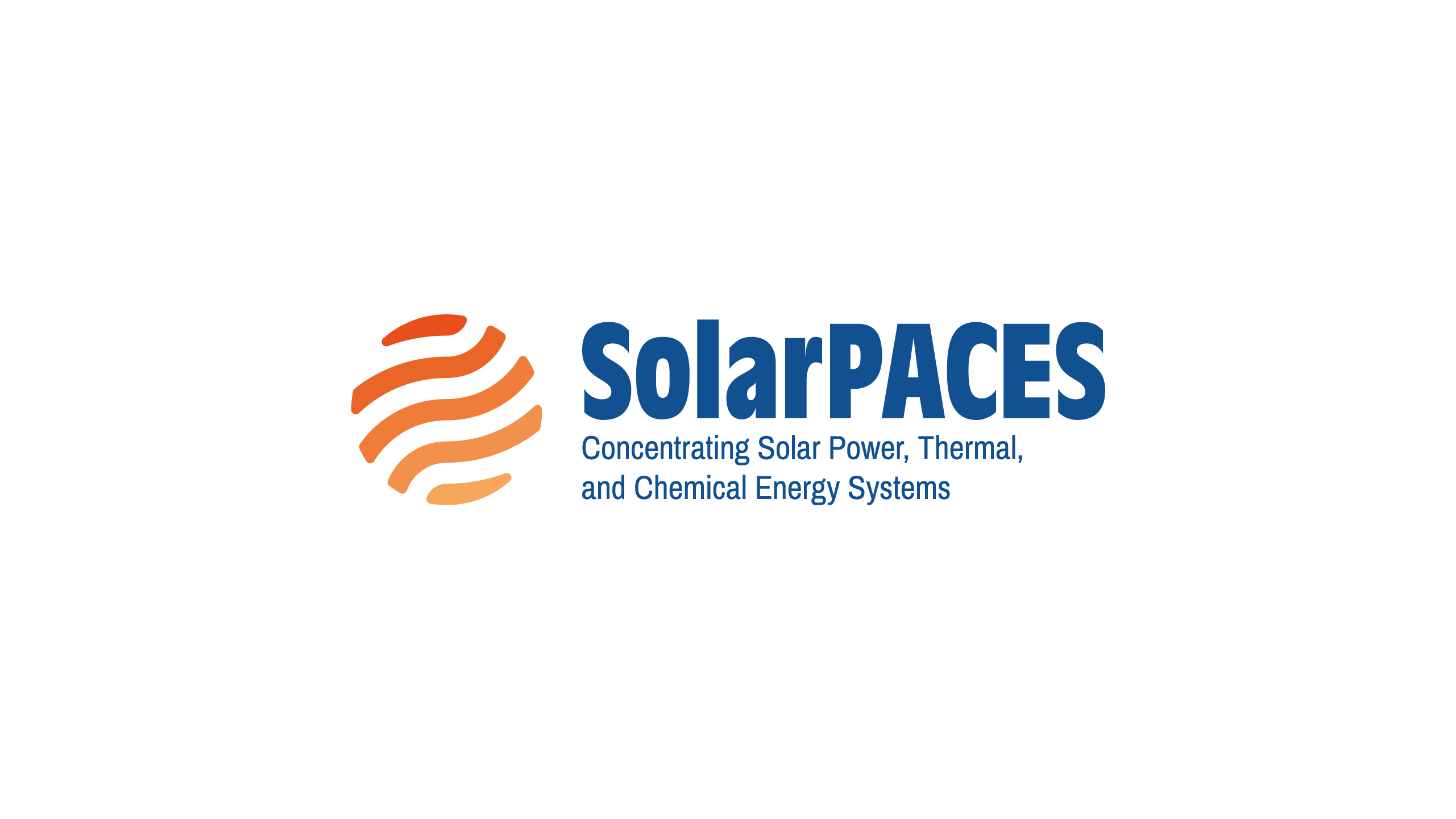 SolarPACES Logo – Primary Orange Lockup on Light Background SolarPACES primary logo with orange gradient solar globe mark and blue wordmark on a white background
