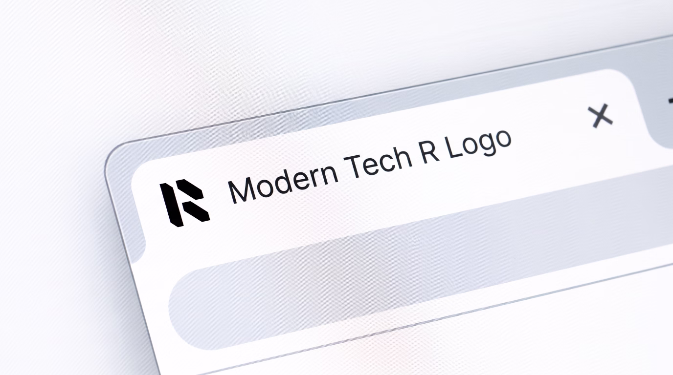 Modern Tech R logo displayed as a website favicon in a light web browser tab.